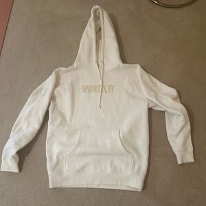 Cream Hoodie with 'Worth It' Print